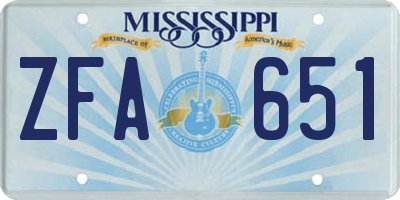 MS license plate ZFA651