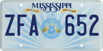 MS license plate ZFA652