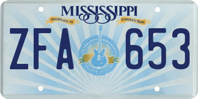 MS license plate ZFA653