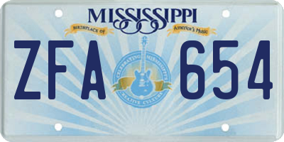 MS license plate ZFA654