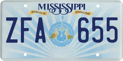 MS license plate ZFA655