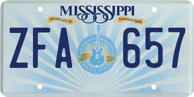 MS license plate ZFA657