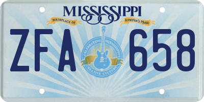 MS license plate ZFA658