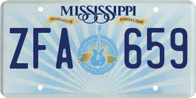 MS license plate ZFA659