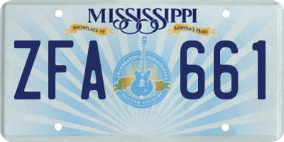 MS license plate ZFA661