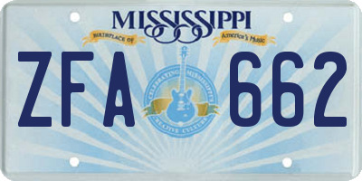MS license plate ZFA662