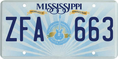 MS license plate ZFA663