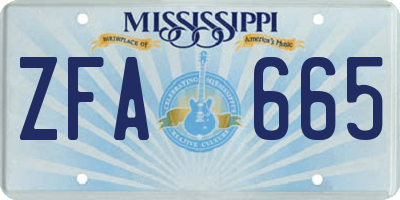 MS license plate ZFA665