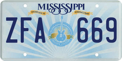 MS license plate ZFA669