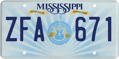 MS license plate ZFA671
