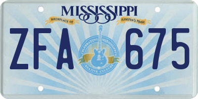 MS license plate ZFA675