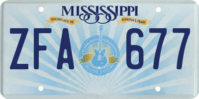MS license plate ZFA677