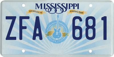 MS license plate ZFA681