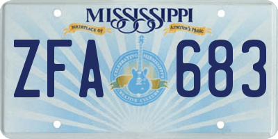 MS license plate ZFA683