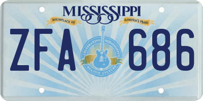 MS license plate ZFA686