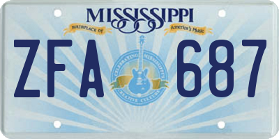 MS license plate ZFA687