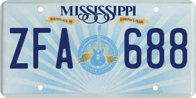 MS license plate ZFA688