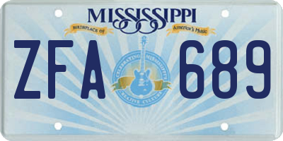 MS license plate ZFA689