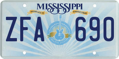 MS license plate ZFA690