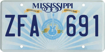 MS license plate ZFA691