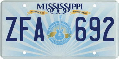 MS license plate ZFA692