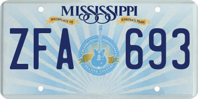 MS license plate ZFA693