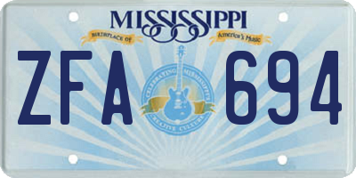 MS license plate ZFA694