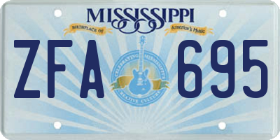MS license plate ZFA695