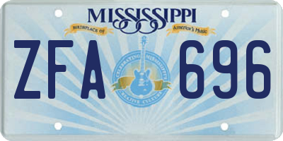 MS license plate ZFA696