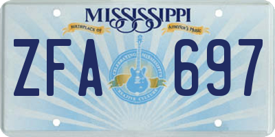 MS license plate ZFA697