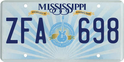 MS license plate ZFA698
