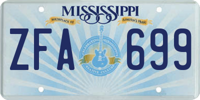 MS license plate ZFA699