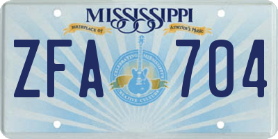 MS license plate ZFA704