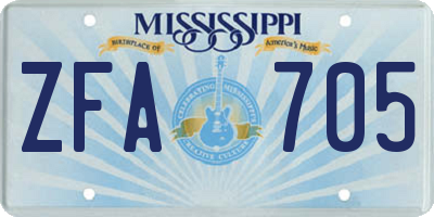 MS license plate ZFA705