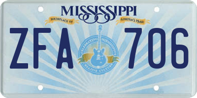 MS license plate ZFA706