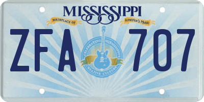 MS license plate ZFA707