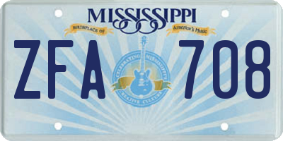 MS license plate ZFA708