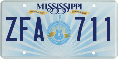 MS license plate ZFA711