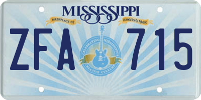 MS license plate ZFA715