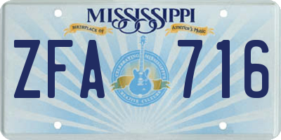 MS license plate ZFA716