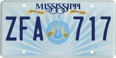 MS license plate ZFA717