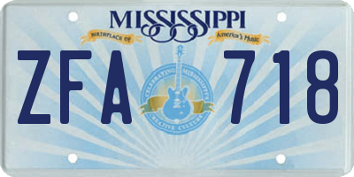 MS license plate ZFA718