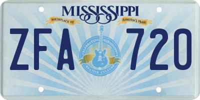 MS license plate ZFA720