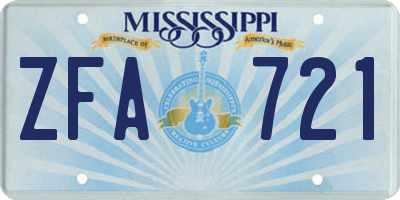 MS license plate ZFA721