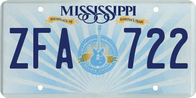 MS license plate ZFA722