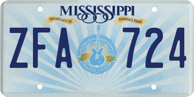 MS license plate ZFA724