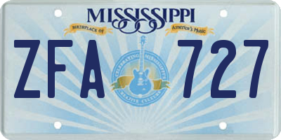 MS license plate ZFA727