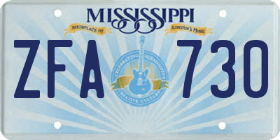 MS license plate ZFA730