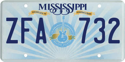 MS license plate ZFA732