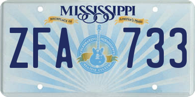 MS license plate ZFA733